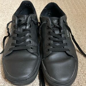 Black Leather Vans Sneakers Size 8